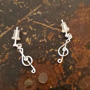 Sterling Silver Treble Clef Earrings